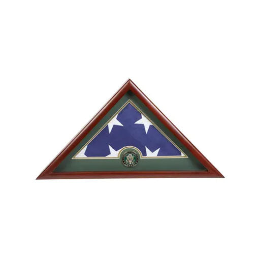 Medallion Flag Display Case, Memorial Flag Display case with Army Green.