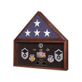 Burial Flag Medal Display case, Ceremonial Flag display - Material Cherry.