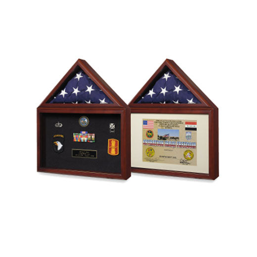 Flag display case - Flag shadow box, flag and medals Case - Cherry Material.