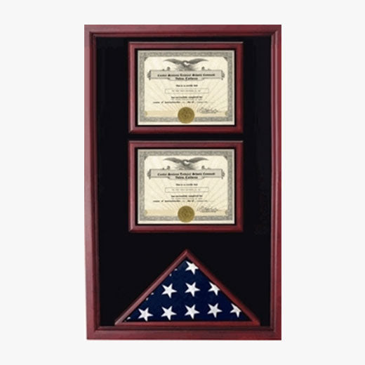 2 Certificates Flag Display case - fit 3" x 5"