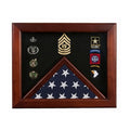 Military Flag medal display case, Mahogany wood for 3x5 flag - Mahogany Material.