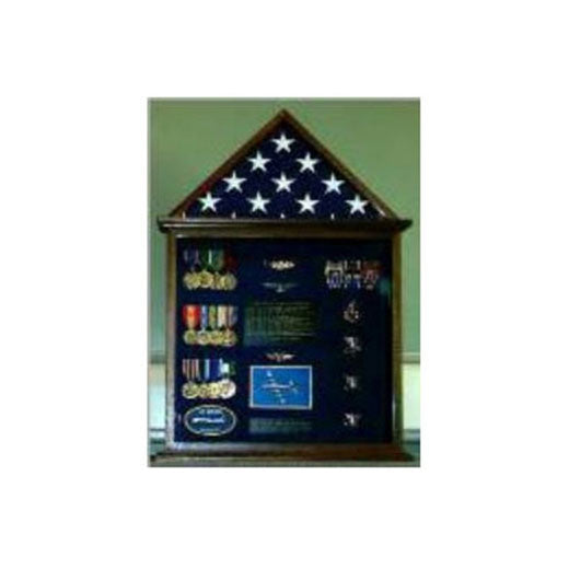 Flag Case, Flag and Badge display cases - Oak, Walnut, Cherry, Black Material.