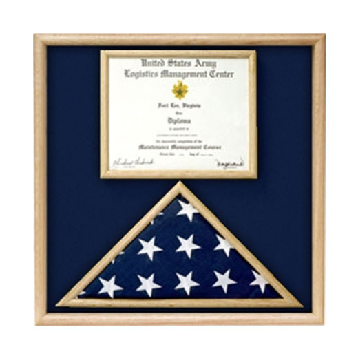 Air Force Flag and certificate Display case - Fit 3' x 5' flag.