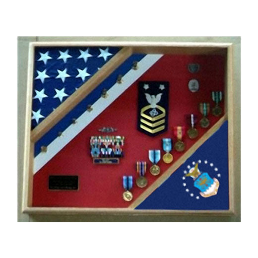 Air Force Retirement Gift, USAF 3' X 5' Flag Shadow Box, USAF display