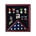 Flag Display Case Combination For Medals and Photos - Fit 5' x 8' Flag.