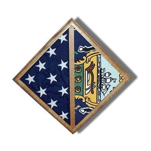 2 Flags display case - Wall Mounted box - Cherry Finish.