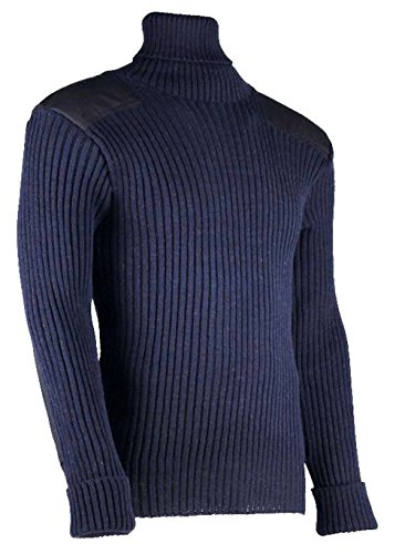Chatham Woolly Pully Roll Neck Sweater - with Patches - 100% Pure Wool Sweater
