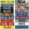 Custom Uniform Name Tapes, 56 Fabric Options, Different Font Styles Available in 5 Sizes.