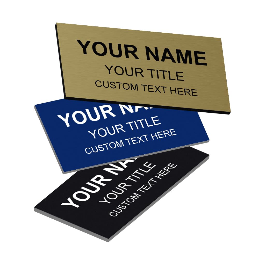 Custom Name ID Tags, Name Badges, Magnet Backing - (1" x 3", Red)