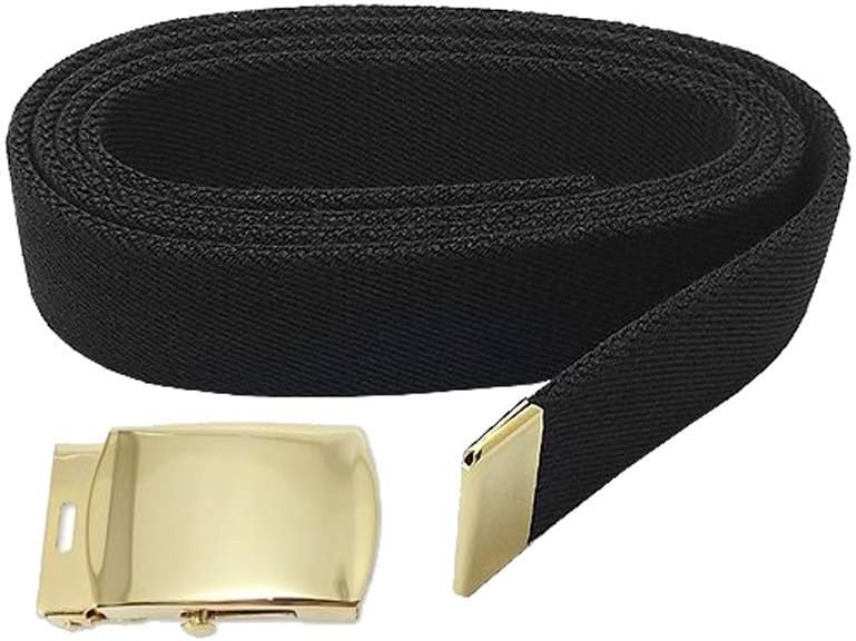 US Army Elastic Black Male Belt Adjust up to 44” with Brite Buckle and Tip