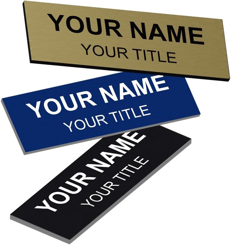 Custom Name ID Tags, Name Badges, Magnet Backing - (1" x 3", Red)