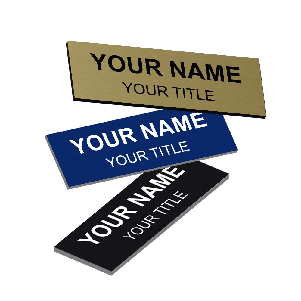 Custom Name ID Tags, Name Badges, Magnet Backing - (1" x 3", Red)