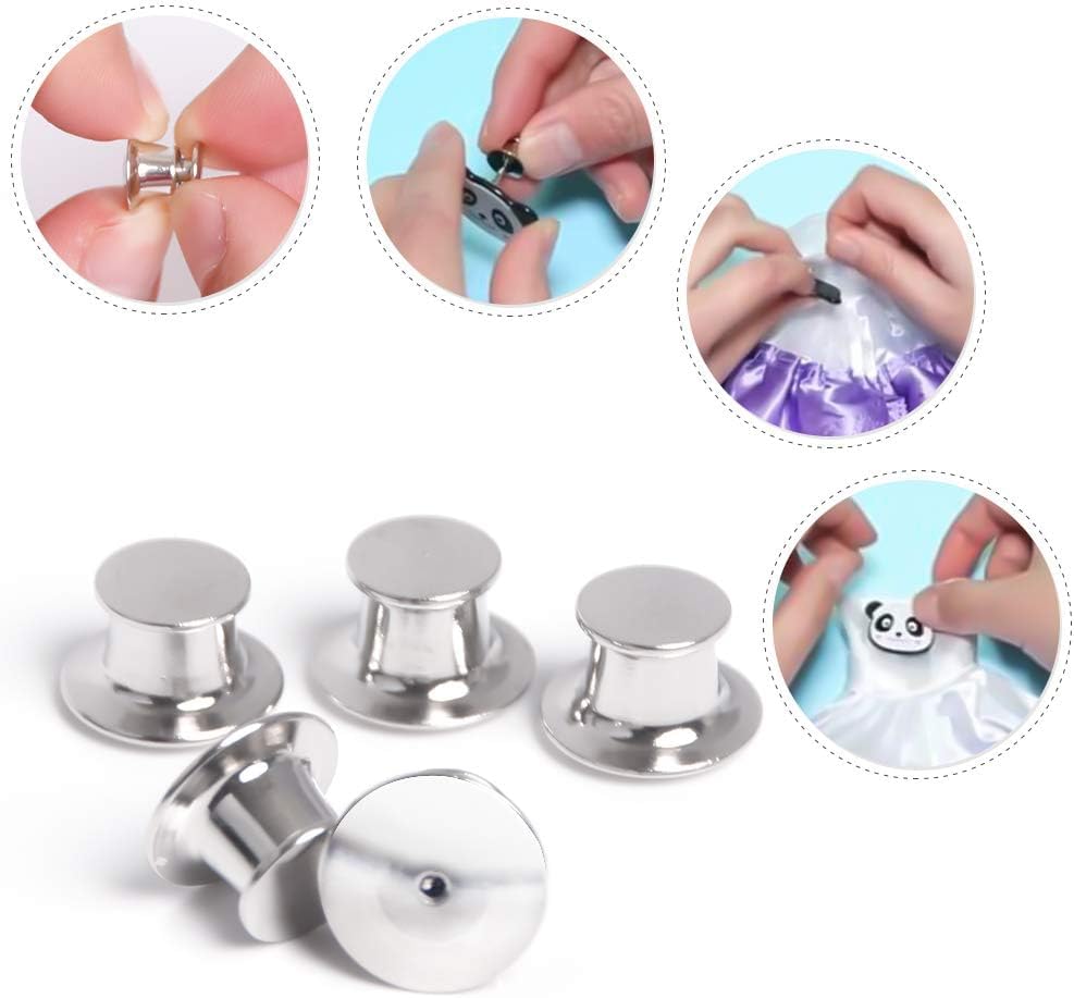 DECYOOL 30 Pieces Metal Pin Backs Locking Pin Keepers Locking Clasp | Nickel Plated Copper,convenient to carry, and blend seamlessly behind any pin,No Tools Required Spring Loaded Lock