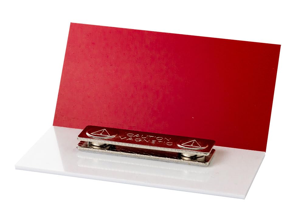 Custom Name ID Tags, Name Badges, Magnet Backing - (1" x 3", Red)