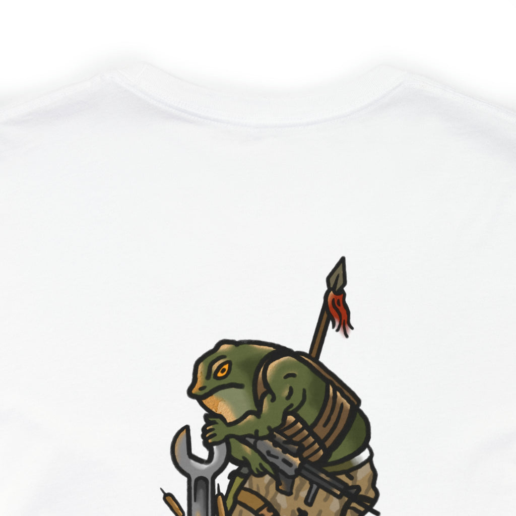 Mechanic Frog With Wrench and M4 - Back Print - Short Sleeve Tee