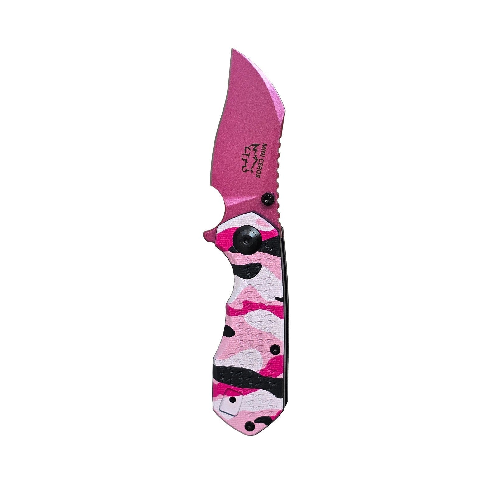 MUCITUP Mini Ceros Pink Camo Folding Knife 9Cr18MoV G10 EDC Black/Pink