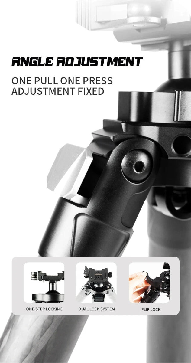 Linkogear HT-324C Carbon Fiber Tripod – Picatinny/Arca, 64" Max, 66lb Capacity - Black
