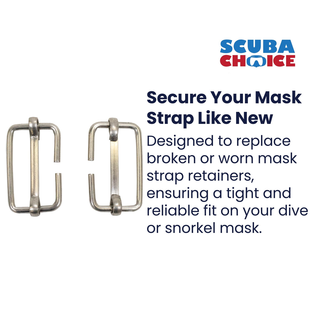 Scuba Diving Replacement Stainless Steel Pin Style Mask Strap Retainer, Pair