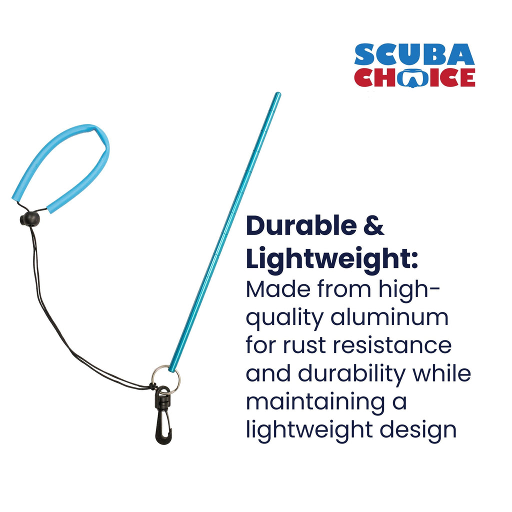 Scuba Diving 13" Aluminum Lobster Tickle Pointer Stick w/ Measurement & Lanyard