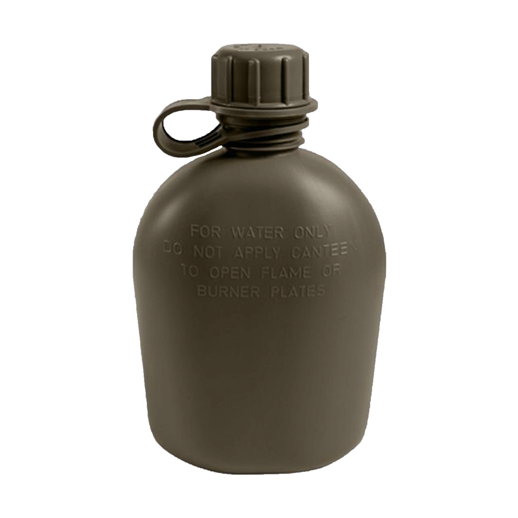 GI 1-Qt Hydration Kit – 1 QT .Canteen (New), OD MOLLE Cover (Used) & G.I. Stainless Steel Canteen Cup (Used)