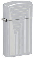 Zippo Slim Laser Pattern Design, High Polish Chrome Lighter #46706