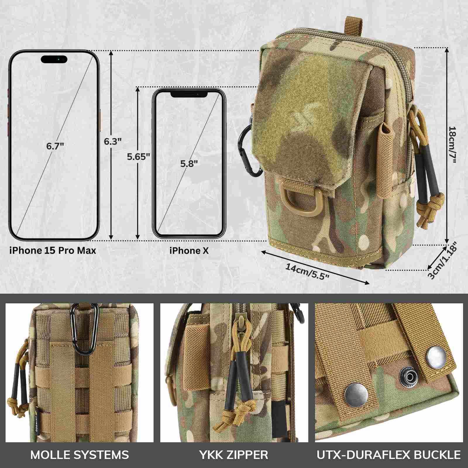 Votagoo Tactical EDC Pouch Universal Waist Pack Phone Molle Pouches Utility Gadget Holster Pocket for Outdoor Sport