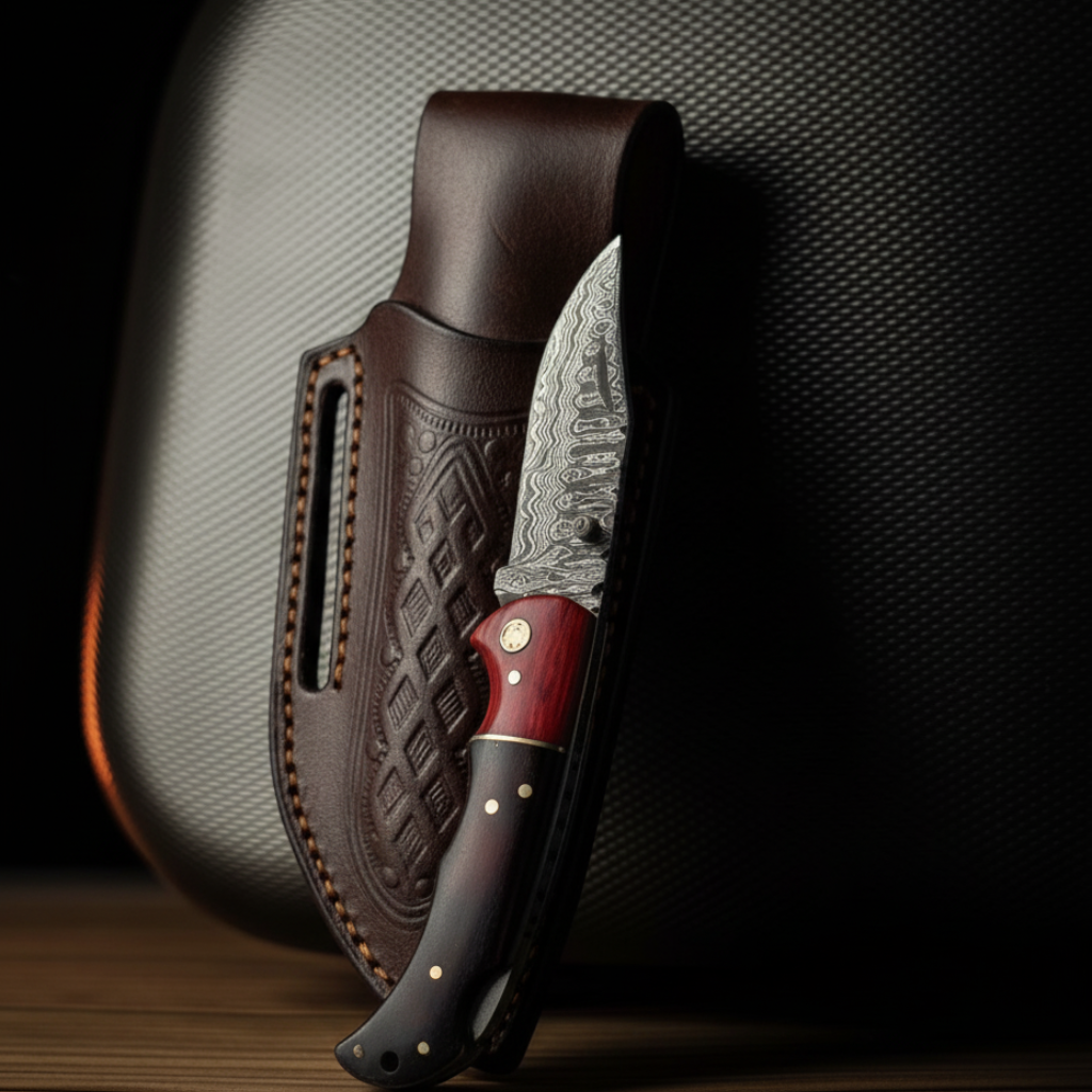 Redwood Hunter Damascus Folding Knife - TF-091