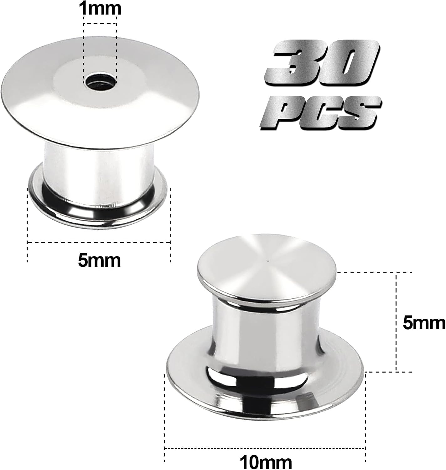 DECYOOL 30 Pieces Metal Pin Backs Locking Pin Keepers Locking Clasp | Nickel Plated Copper,convenient to carry, and blend seamlessly behind any pin,No Tools Required Spring Loaded Lock