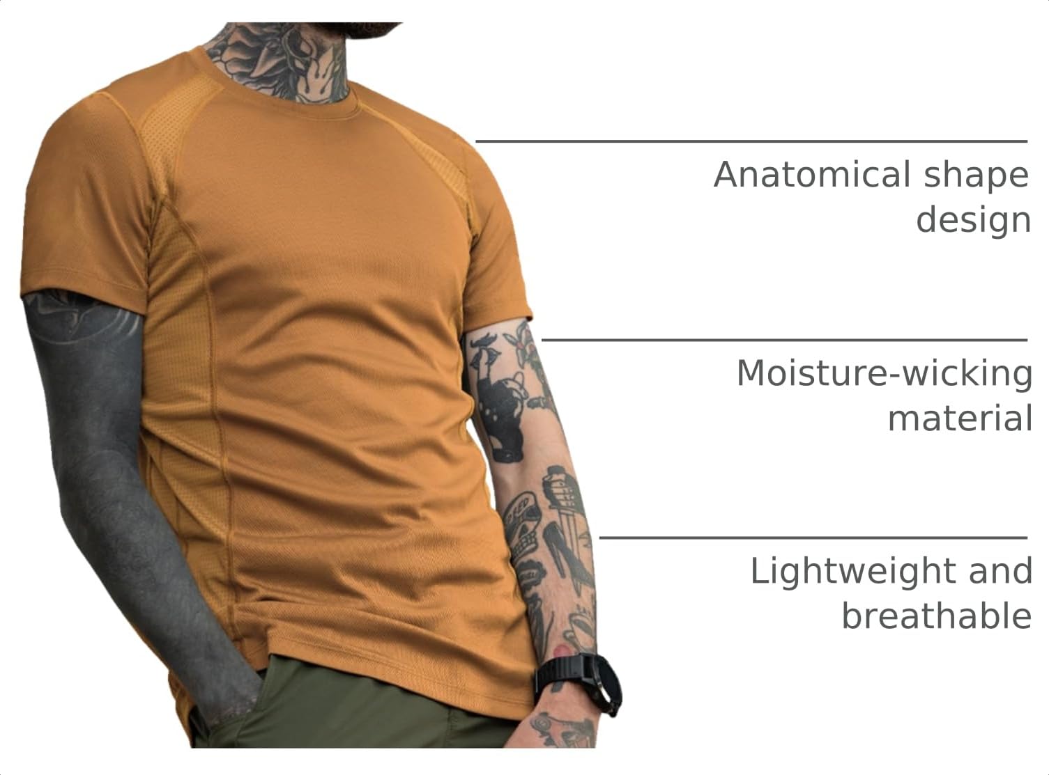 M-Tac Athletic T-Shirt Gen.2 - Breathable Polyester Military T-Shirt with Short Sleeve and Crew Neck for Men