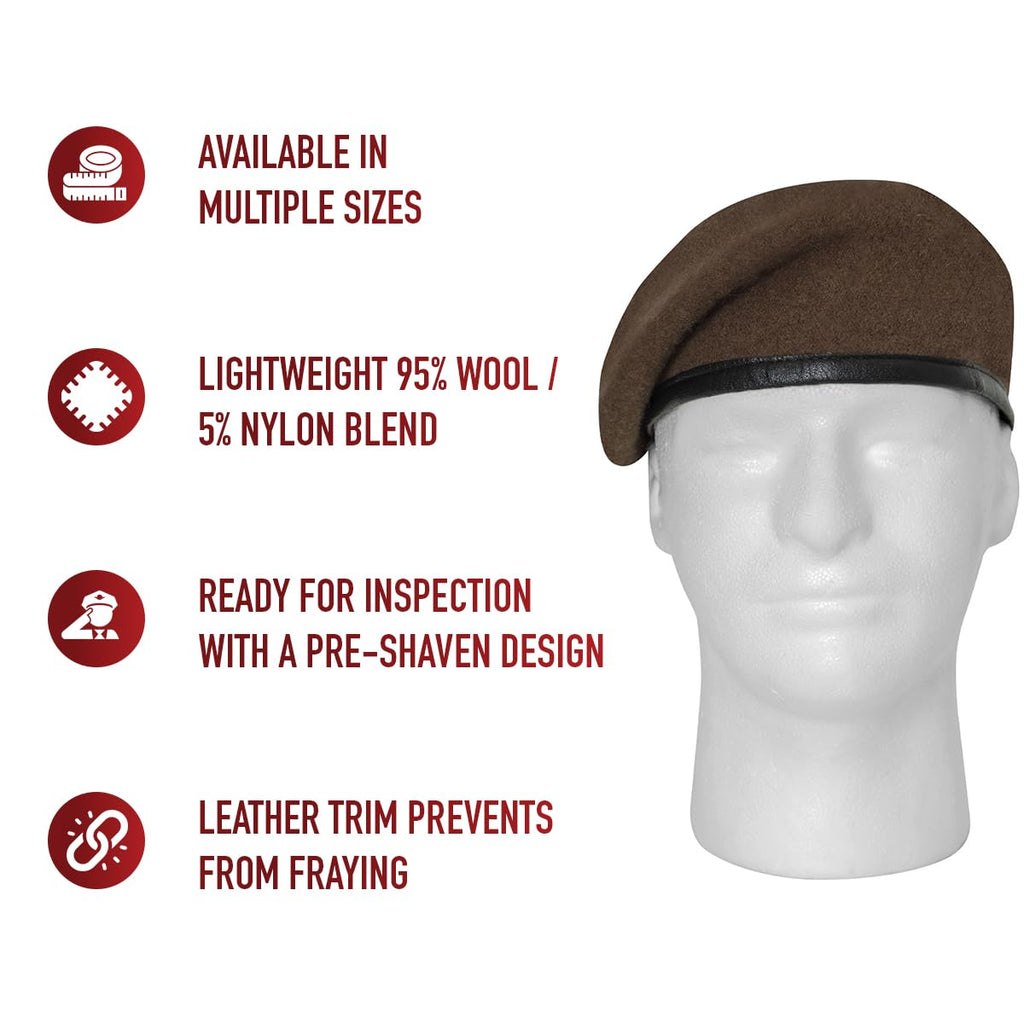 Rothco Pre-Shaved Inspection Ready Beret - Rugged Wool Hat - Ready for Duty