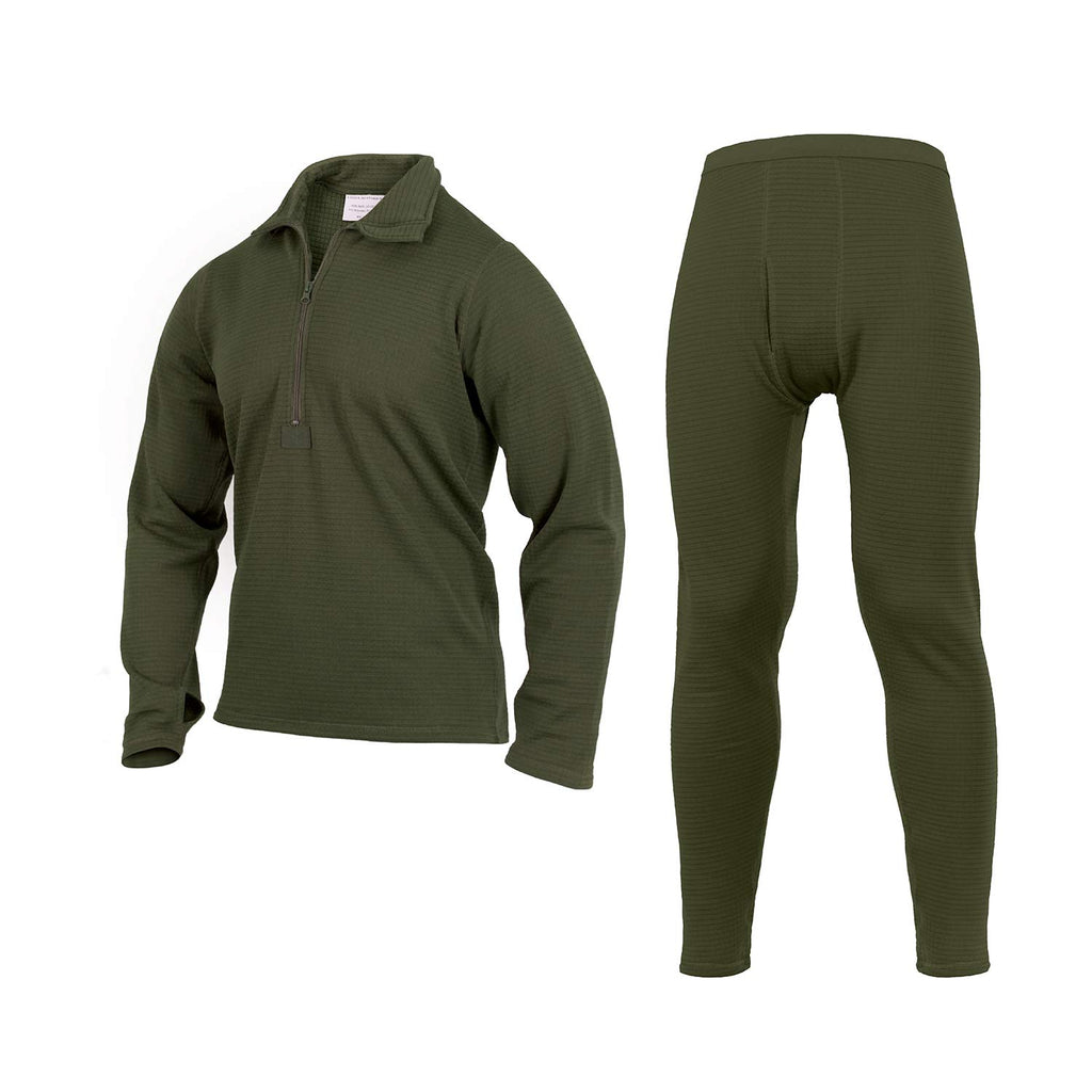 Rothco ECWCS Gen III Mid-Weight Underwear Top & Bottom Set (Level II) Tactical Grid Fleece Thermals