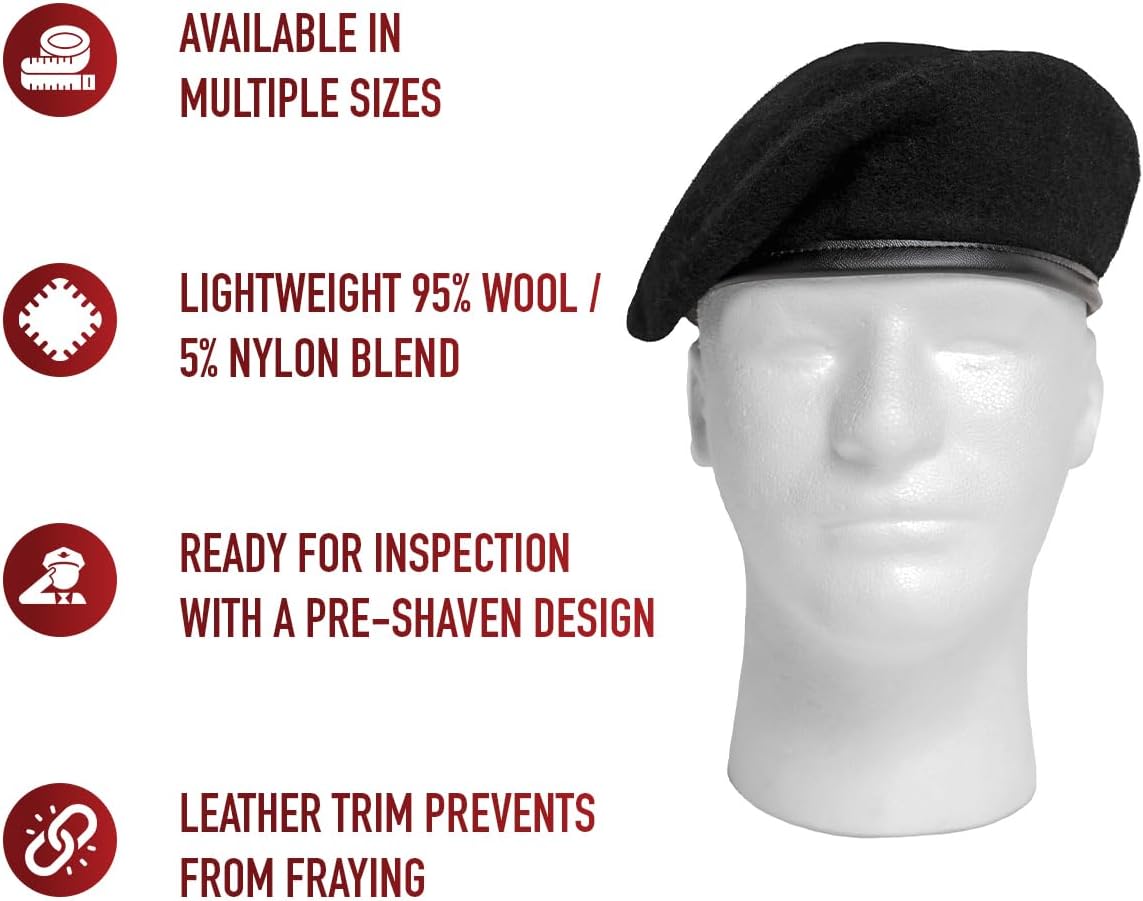 Rothco Pre-Shaved Inspection Ready Beret - Rugged Wool Hat - Ready for Duty