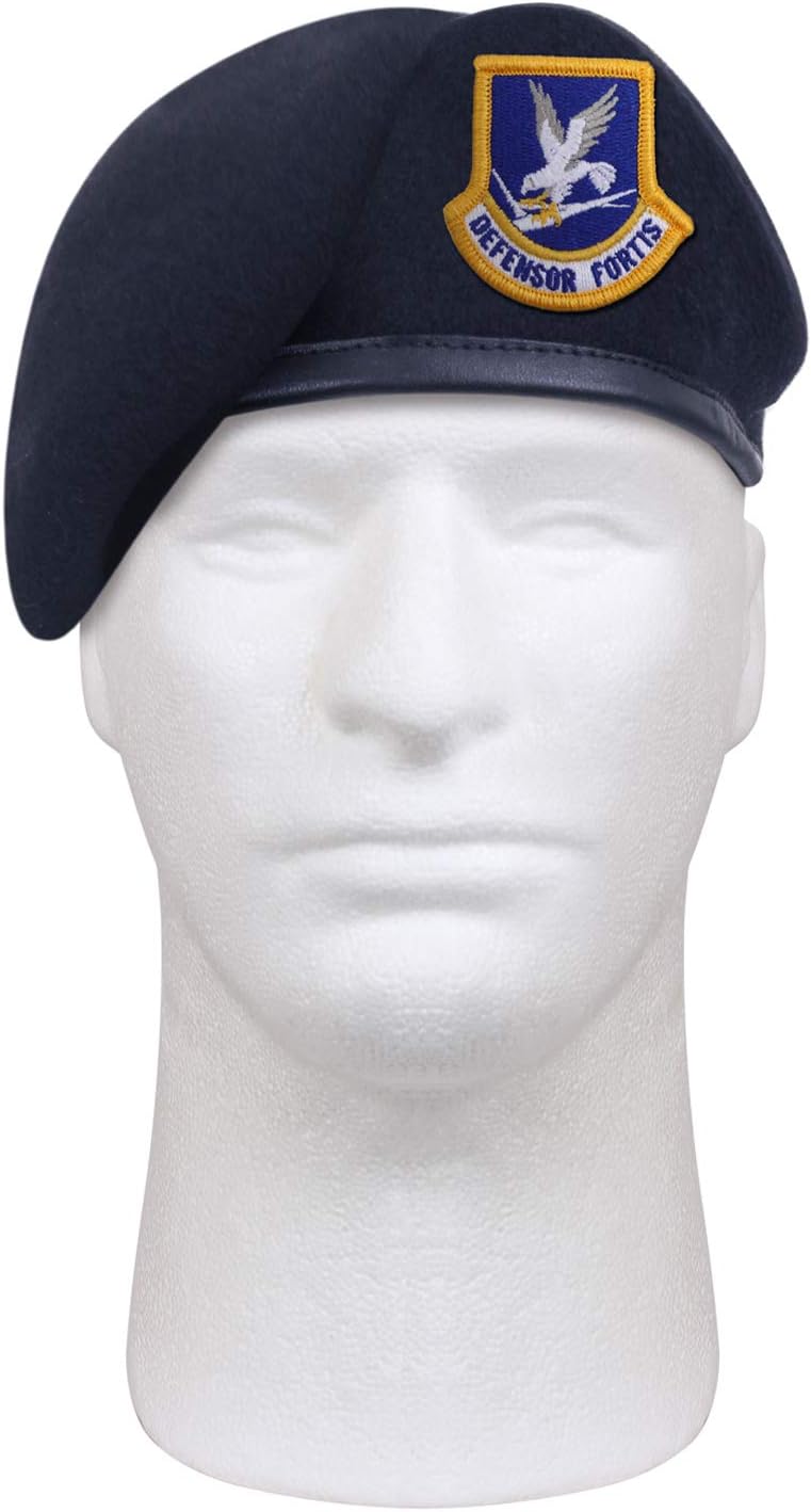 Rothco Inspection Ready Beret With USAF Flash | 95% Wool, Pre-Shaved Inspection Ready Cap, Leather Trim, Ideal for Active-Duty Personnel and Uniform Wear