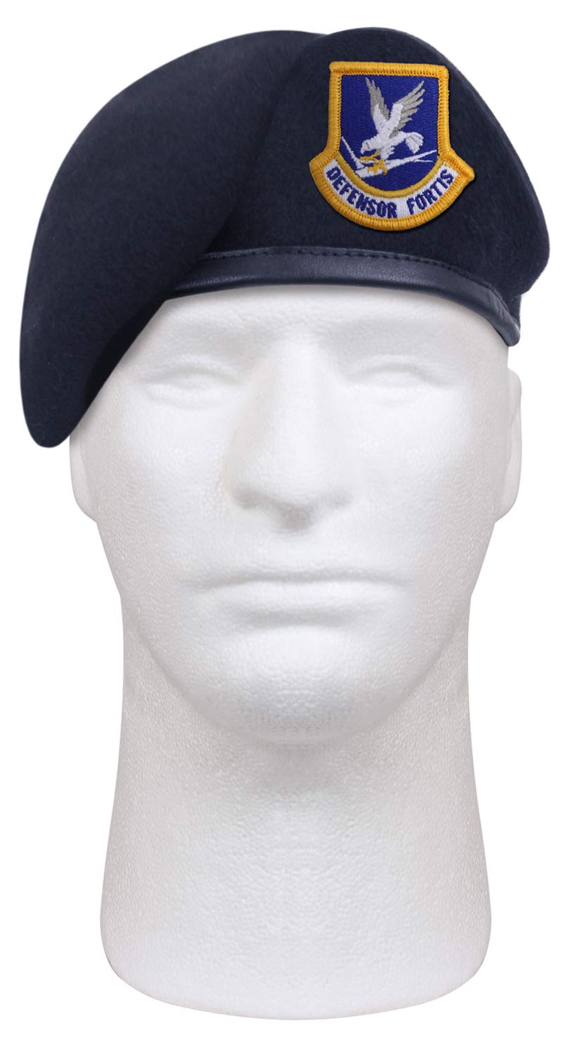 Rothco Inspection Ready Beret With USAF Flash | 95% Wool, Pre-Shaved Inspection Ready Cap, Leather Trim, Ideal for Active-Duty Personnel and Uniform Wear
