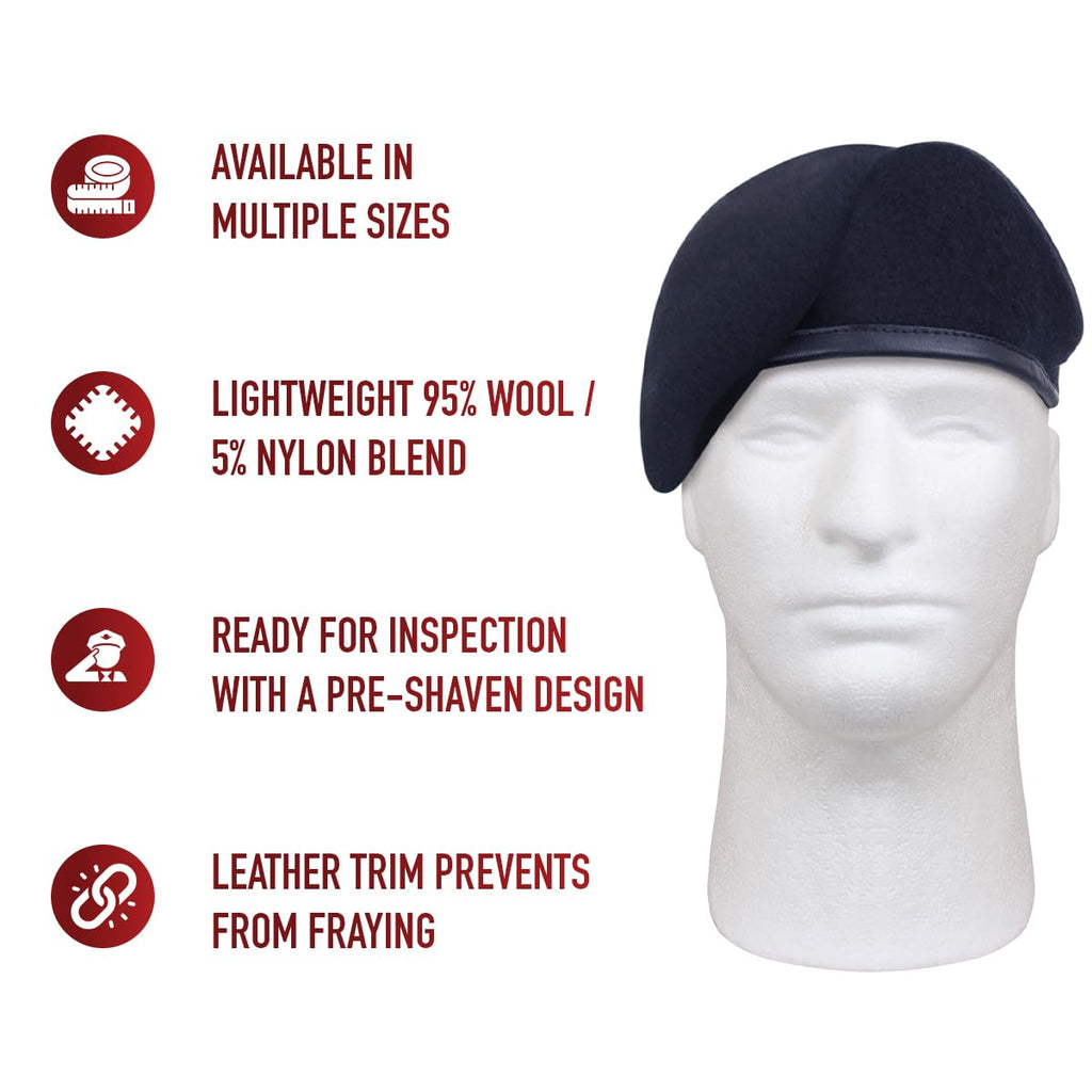Rothco Pre-Shaved Inspection Ready Beret - Rugged Wool Hat - Ready for Duty