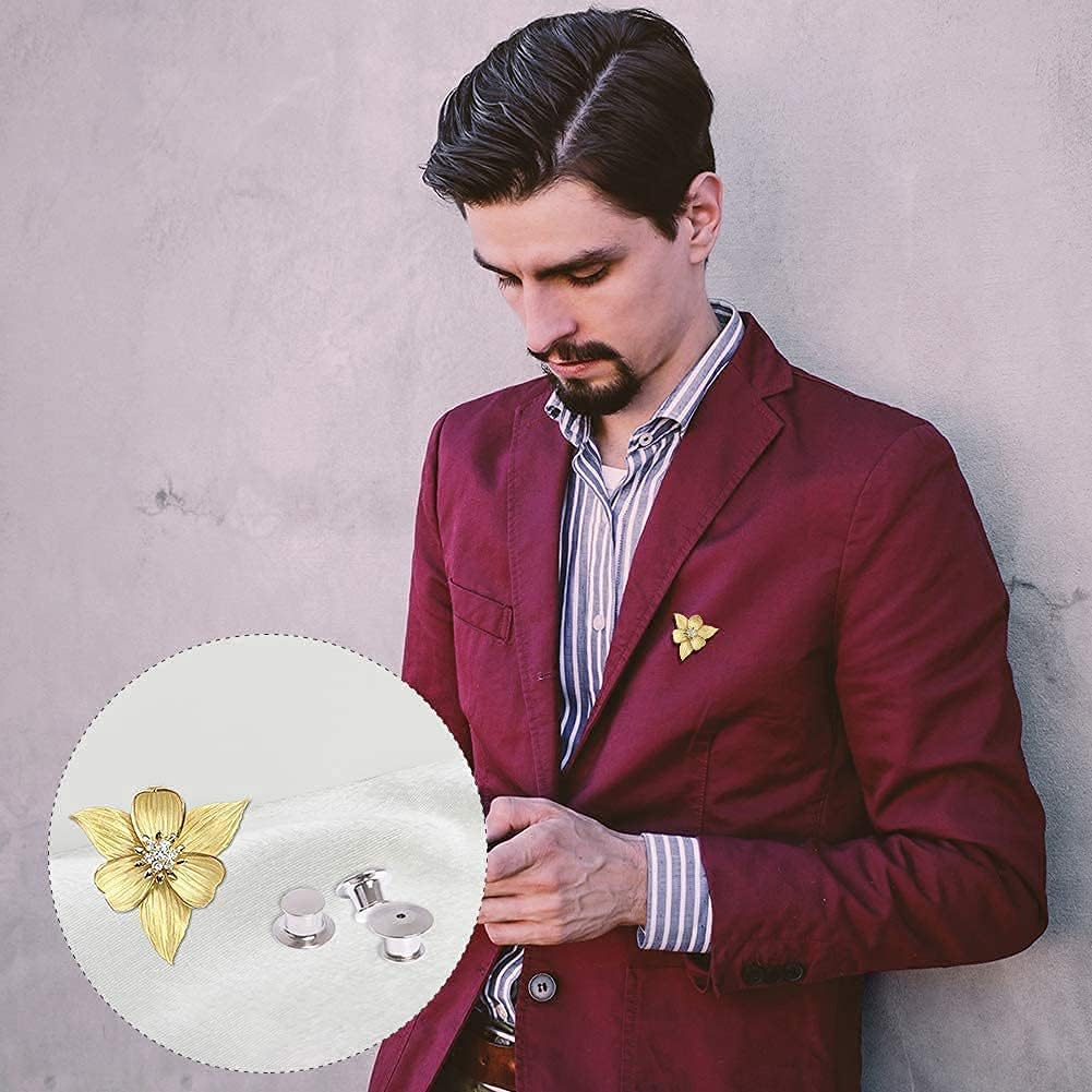 DECYOOL 30 Pieces Metal Pin Backs Locking Pin Keepers Locking Clasp | Nickel Plated Copper,convenient to carry, and blend seamlessly behind any pin,No Tools Required Spring Loaded Lock