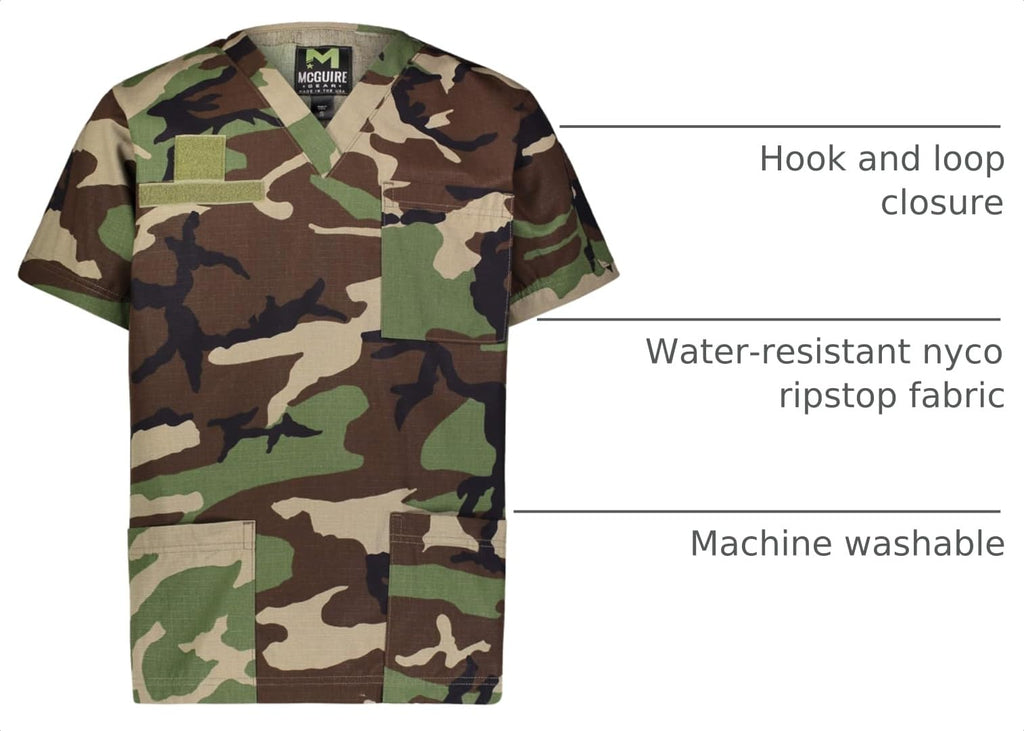 M MCGUIRE GEAR Tactical Ripstop Scrub Top – Unisex Scrubs for Nurses, Military, EMS – Medical Scrub Shirt – Made in the USA.