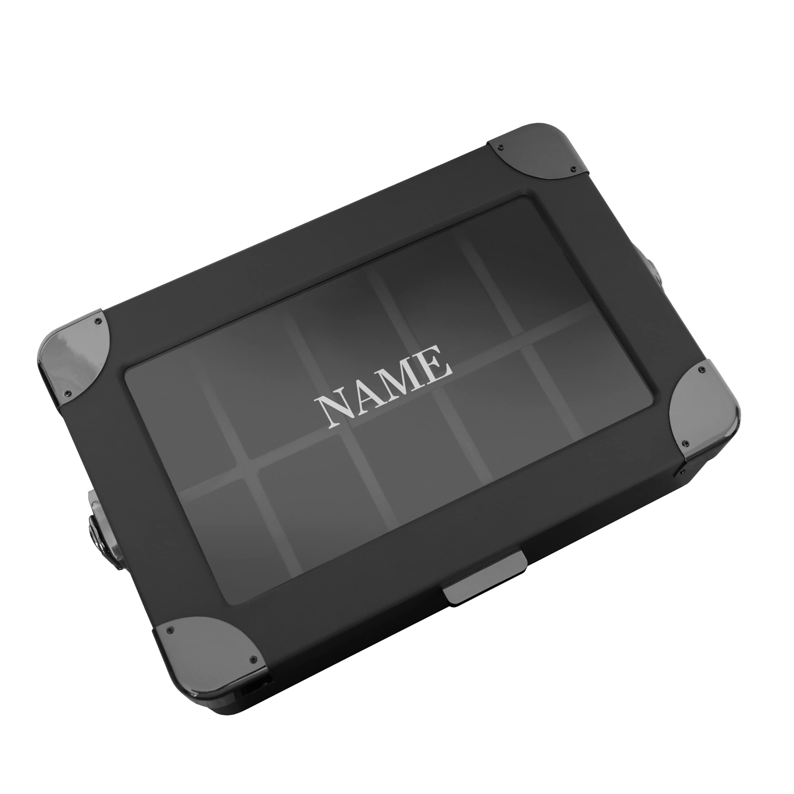 CASE ELEGANCE Military 10-Slot Watch Box with Glass Top