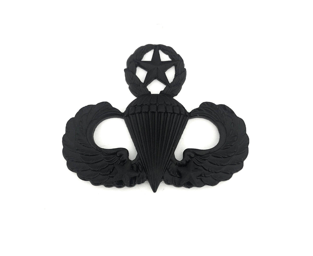 U.S. Army Combat Parachutists (Jump Wings) 2 Jumps Master STA-BRITE® BLACK Metal Pin-on Badge