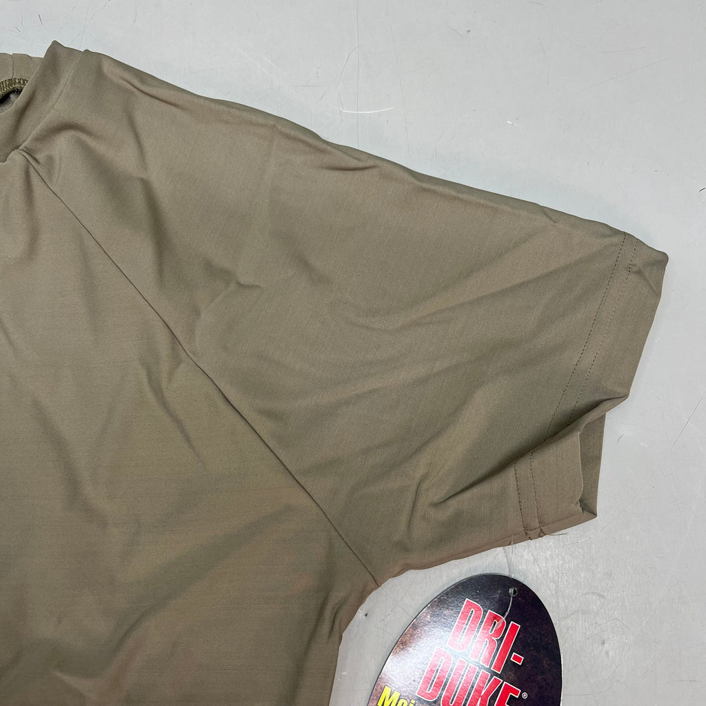 DUKE DRI Nylon/Spandex Tight Fit Military T-Shirt Men's Sz L Coyote Tan T45499BG