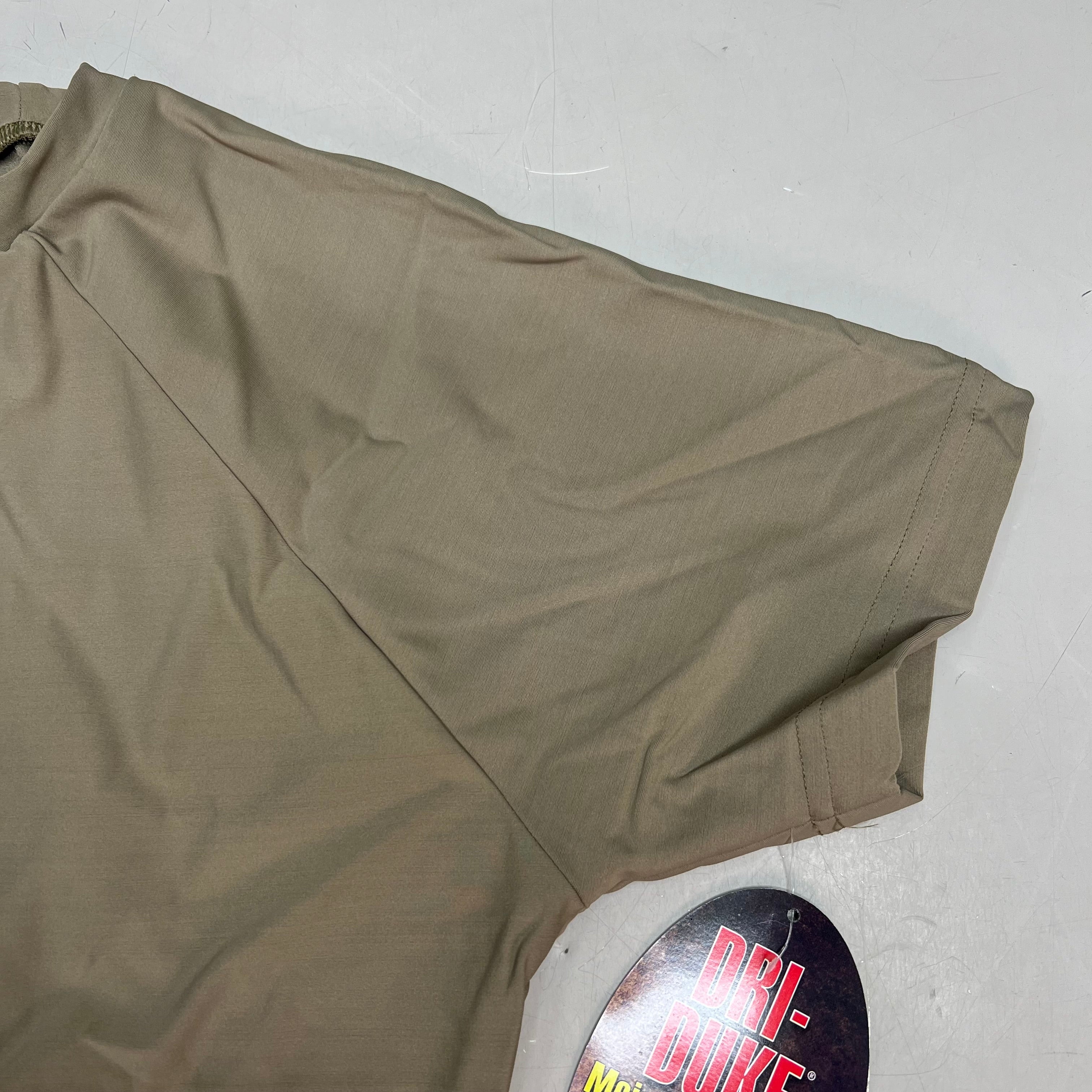 DUKE DRI Nylon/Spandex Tight Fit Military T-Shirt Men's Sz L Coyote Tan T45499BG