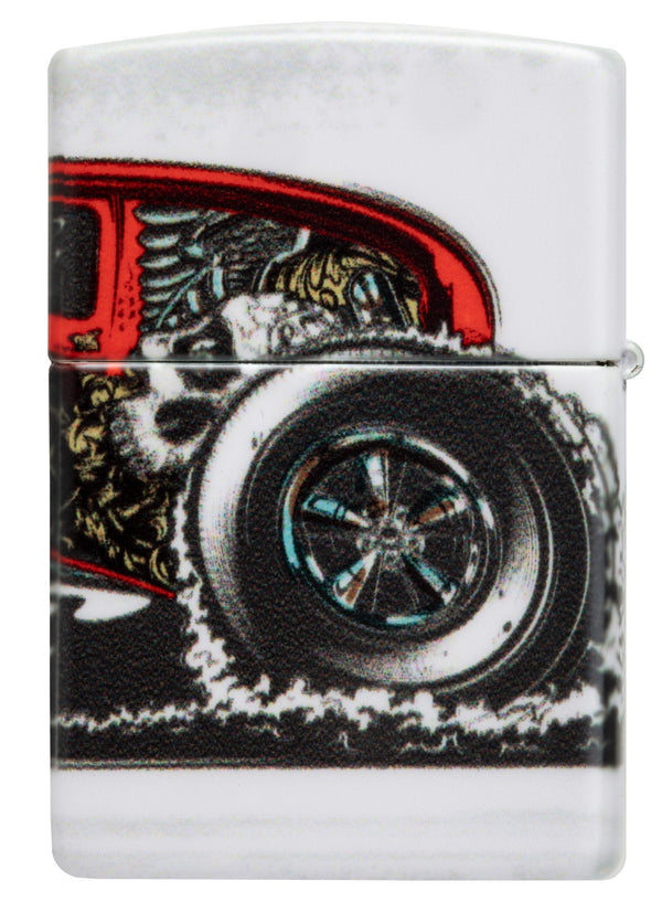 Zippo Classic Hot Rod 540 Design, White Matte Lighter #48660