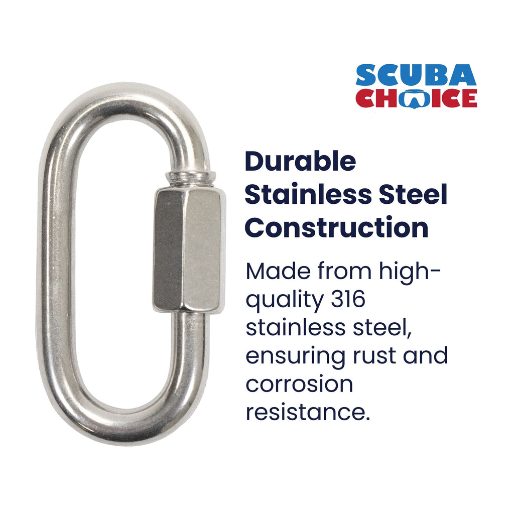 Scuba Choice 7cm SS Oval Quick Link Carabiner W/ Screw 9mm Opening
