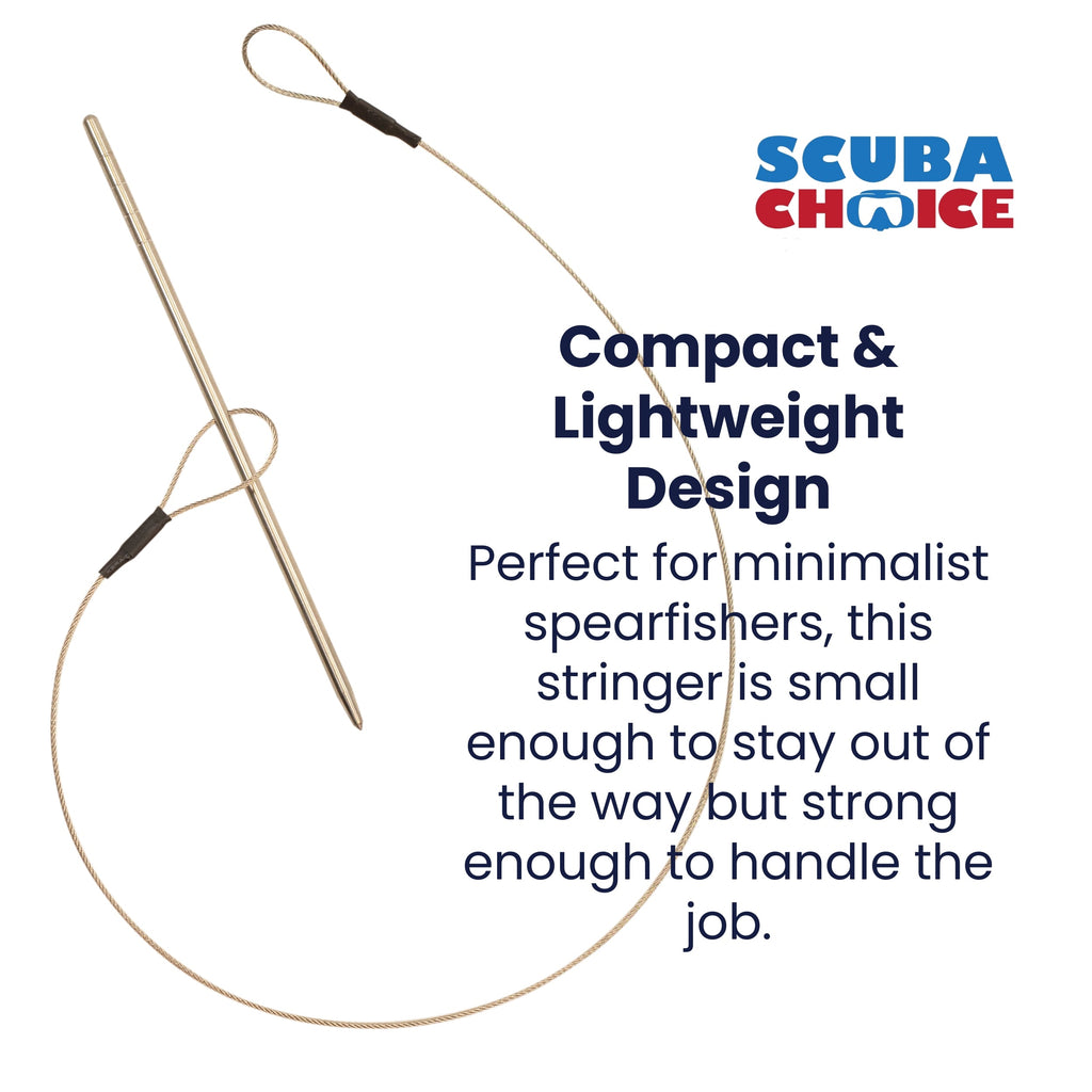 Spearfishing Compact Stainless Steel Fish Stringer Cable & 4.75" Rod
