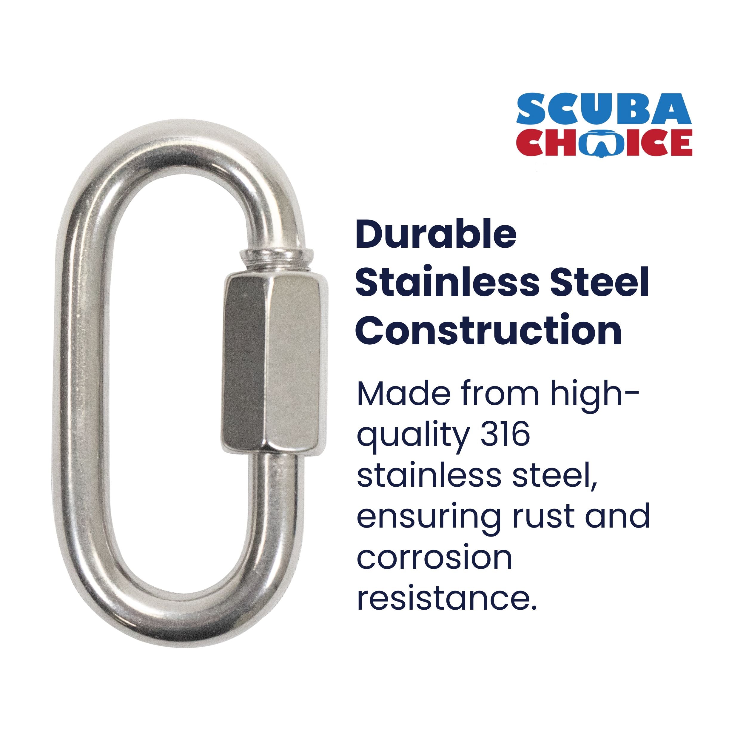 Scuba Choice 10.5cm SS Oval Quick Link Carabiner W/ Screw 14.5mm Opening