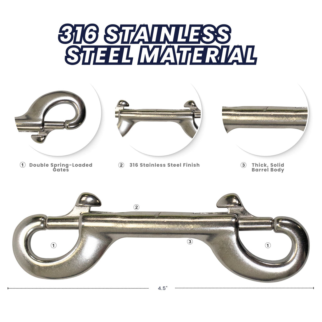 Scuba Dive Deluxe 4.5" Stainless Steel Double Ended Snap Bolt
