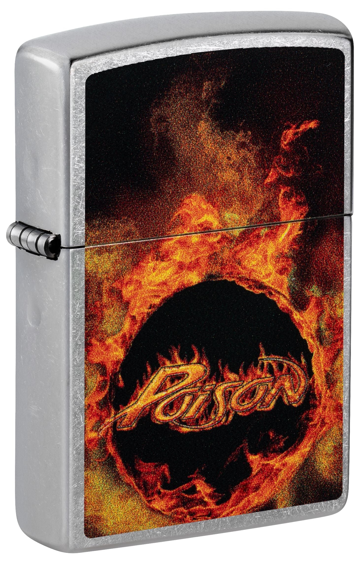 Zippo Poison Flaming Logo Street Chrome Lighter #47230