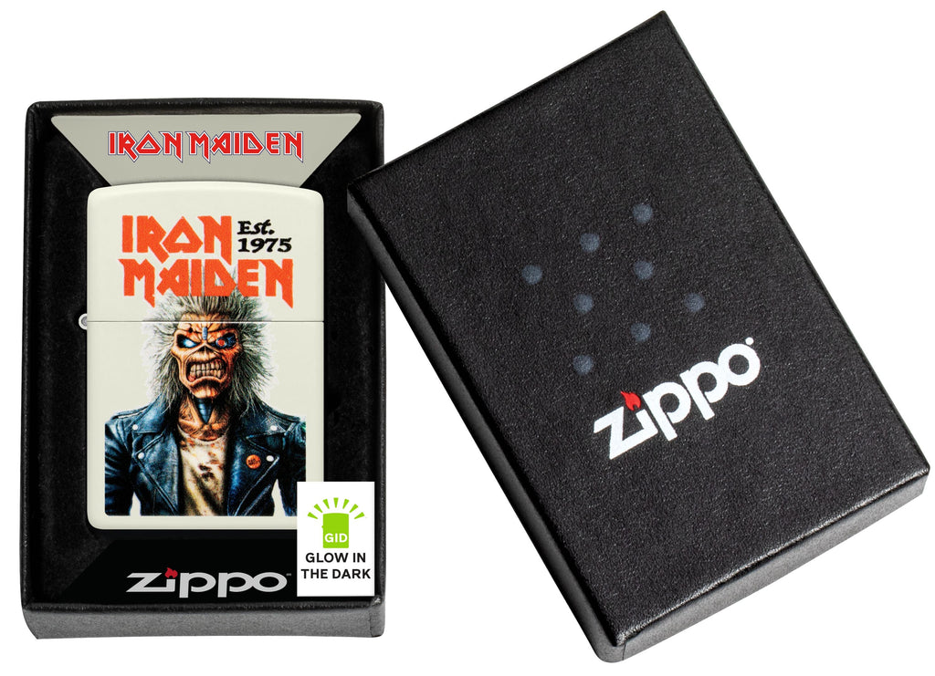 Zippo Iron Maiden Est. 1975 Eddie, Glow-in-the-Dark Green Lighter #47198