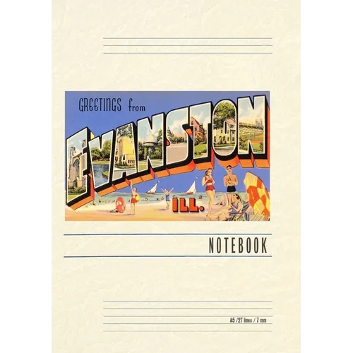 Vintage Lined Notebook Greetings from Evanston, Illinois - Paperback