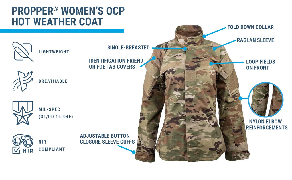 Propper Women's IHWCU OCP Uniform Coat NIR Compliant | Improved Hot Weather Combat Uniform Coat for Military, Air Force